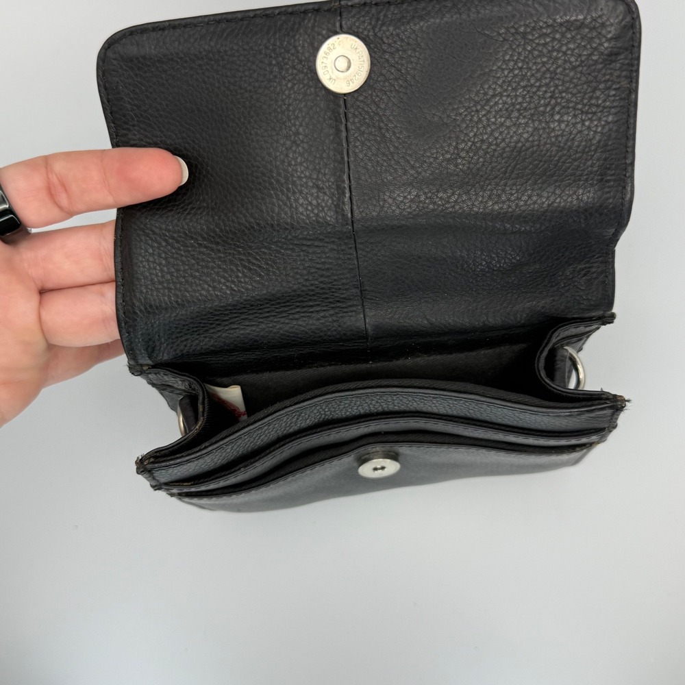 Vintage East West Concept Design Black Leather Wallet Mini Purse No Strap - Picture 4 of 10